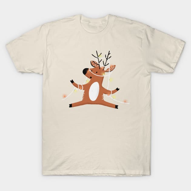 Cute Christmas deer T-Shirt by Yurapura